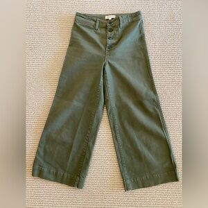 Madewell wide leg green denim crop pants size 26